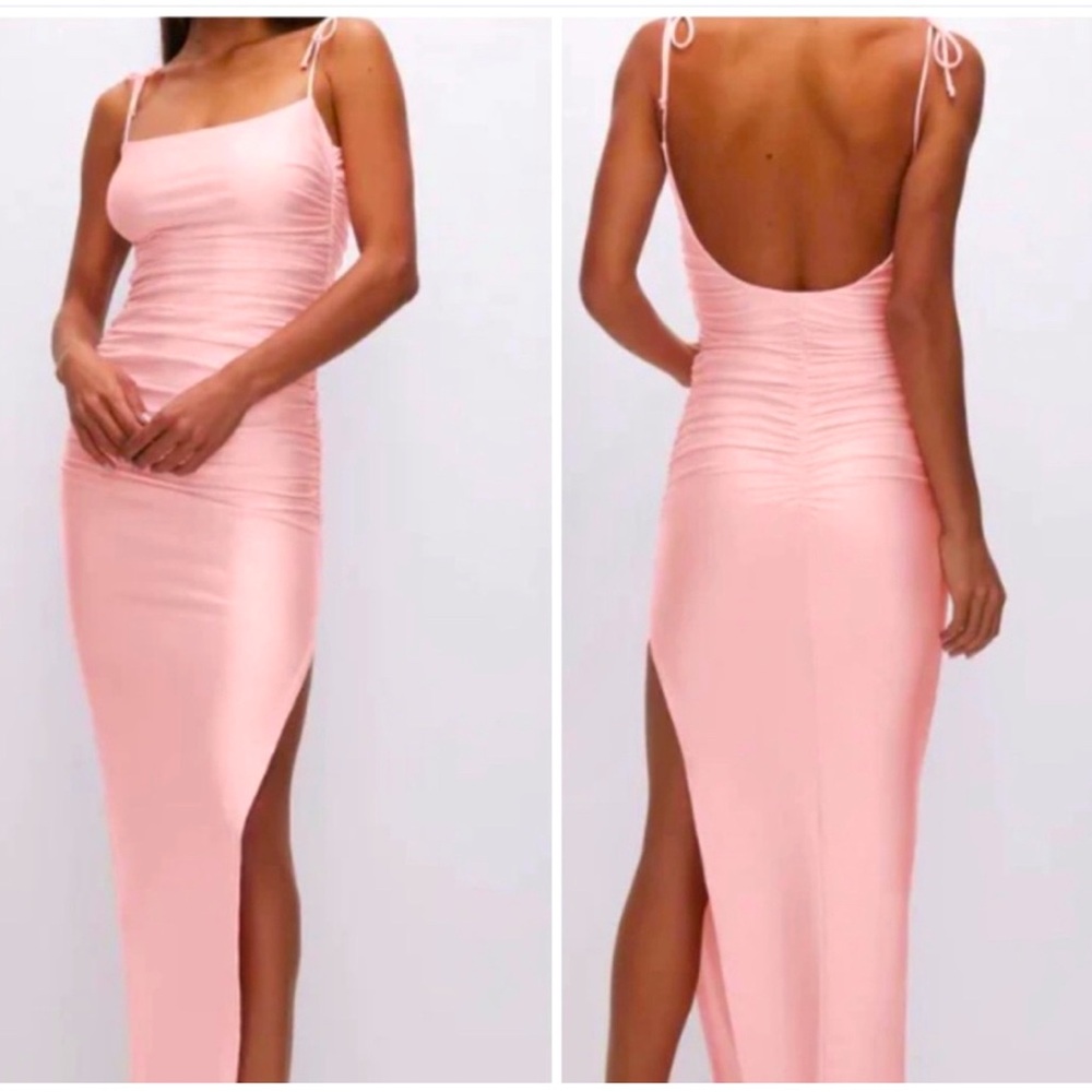 Good American- RUCHED SLIP MAXI DRESS - Jersey dress - light pink